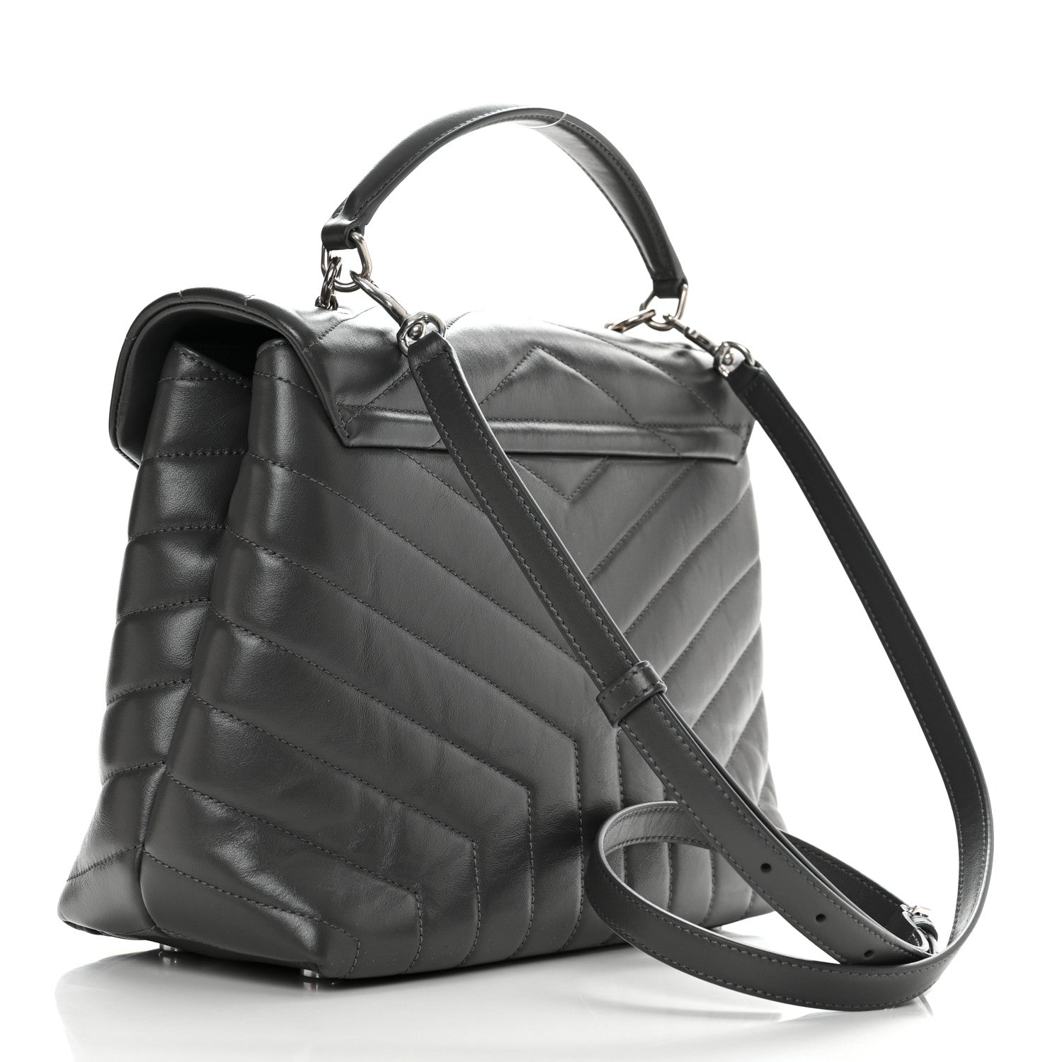 Saint Laurent Calfskin Y Quilted Monogram Medium Loulou Satchel Storm 3 of 10