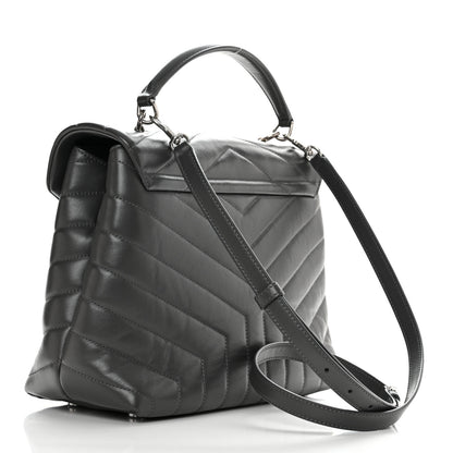 Saint Laurent Calfskin Y Quilted Monogram Medium Loulou Satchel Storm 3 of 10