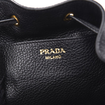Prada Vitello Daino Drawstring Bucket Black 7 of 10