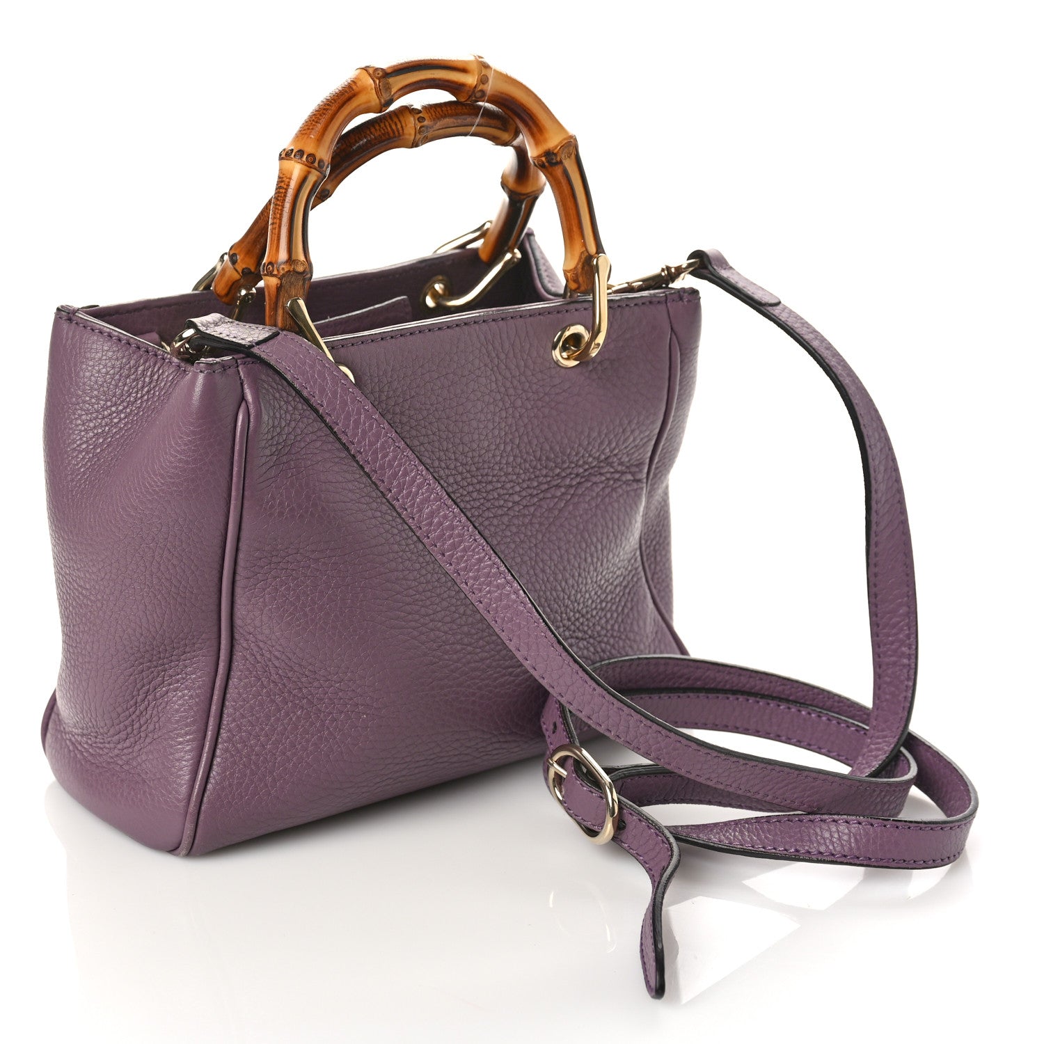 Gucci Calfskin Mini Bamboo Shopper Tote Purple 3 of 10
