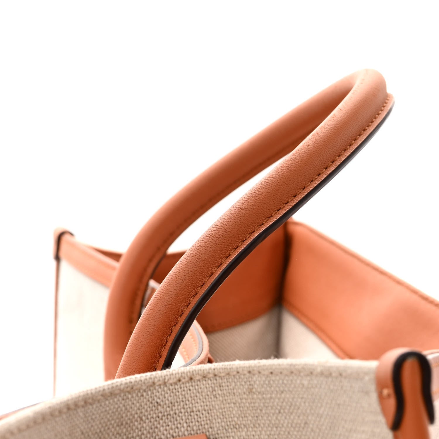 MCM Calfskin Linen Large Munchen Tote Cognac 12 of 15