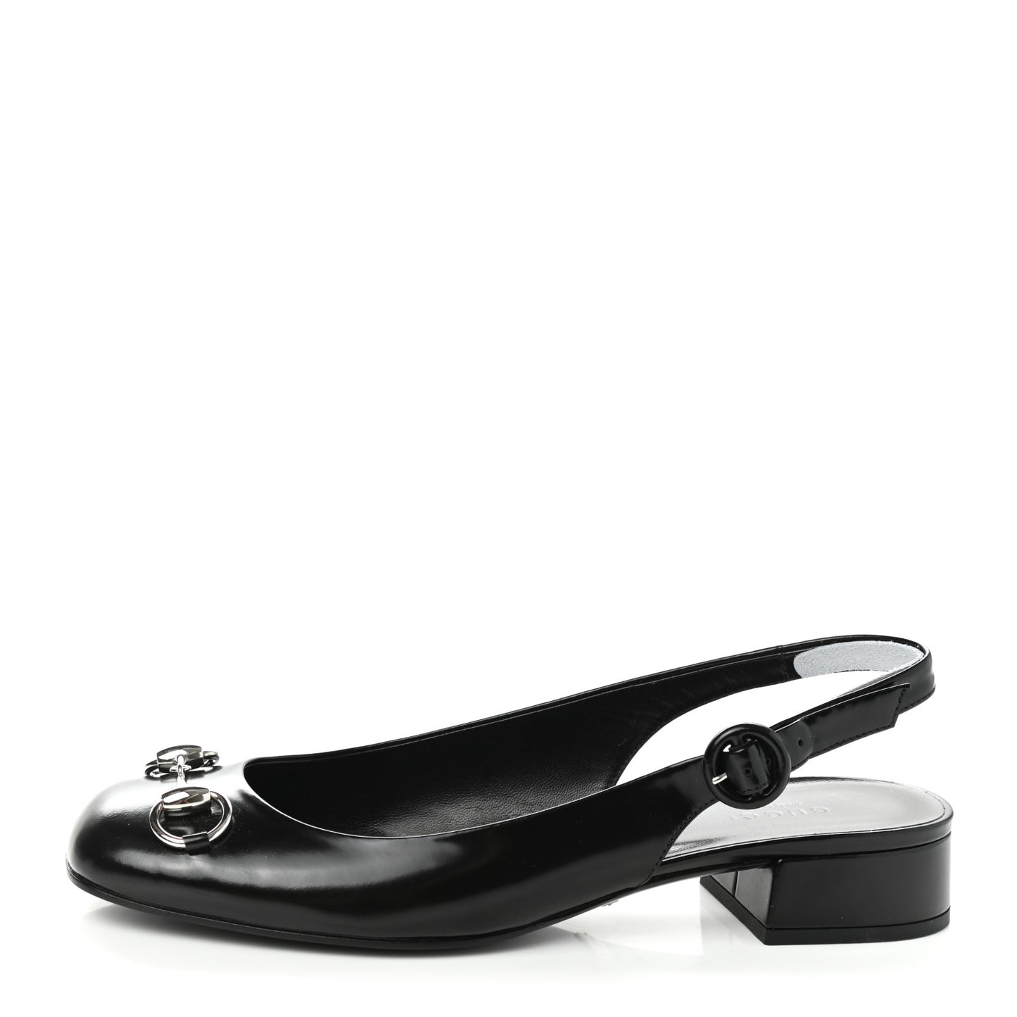 Regent Calfskin Horsebit Slingback Pumps 38 Black
