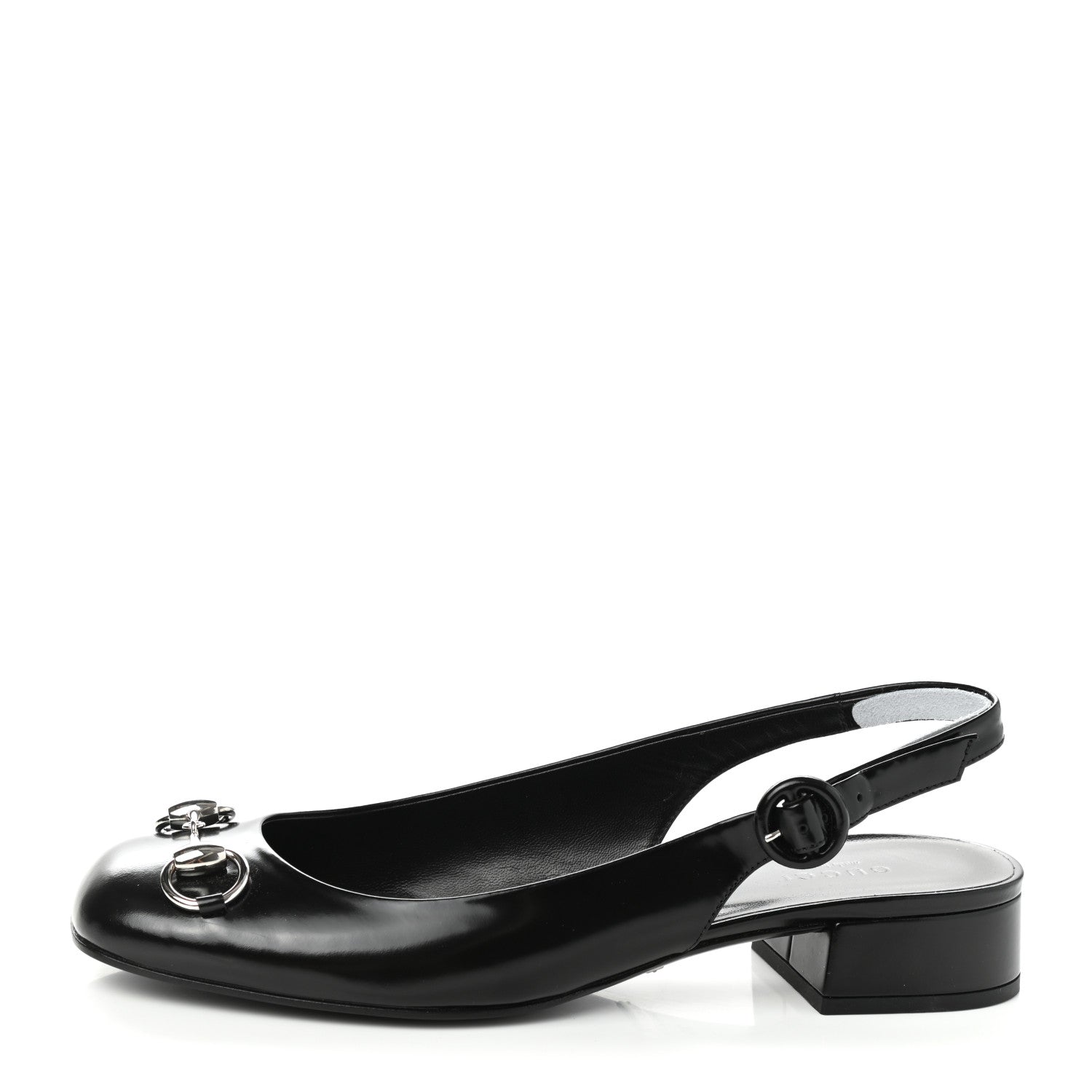 Gucci Regent Calfskin Horsebit Slingback Pumps 38 Black 1 of 10