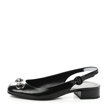 Gucci Regent Calfskin Horsebit Slingback Pumps 38 Black 1 of 10