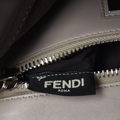 Fendi Vitello Seta Shiny Nappa Medium Peekaboo Iconic Satchel Carbone Grigio Polvere 8 of 12