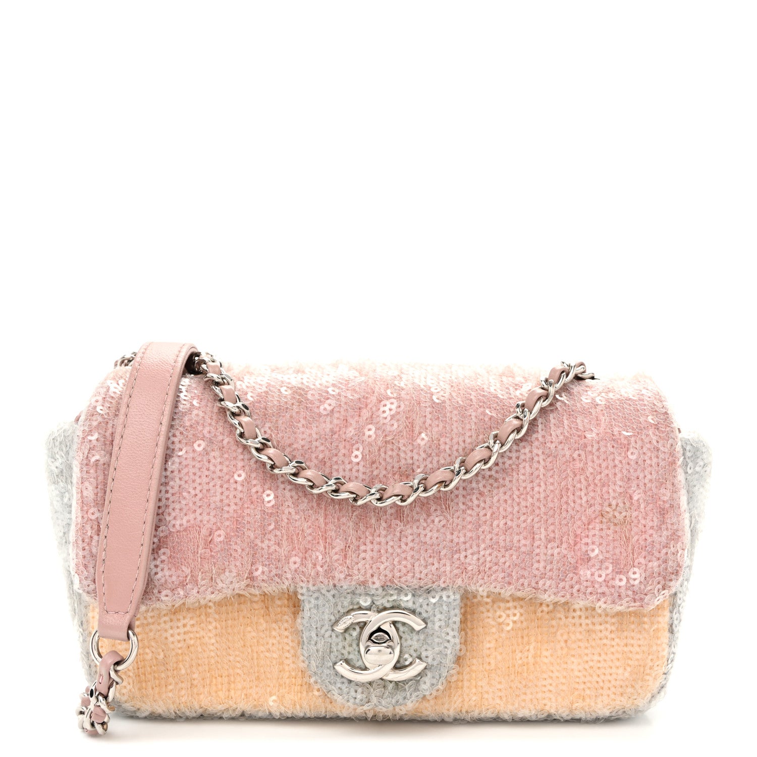 Chanel Sequin Mini Waterfall Flap Pink Blue Yellow 1 of 10