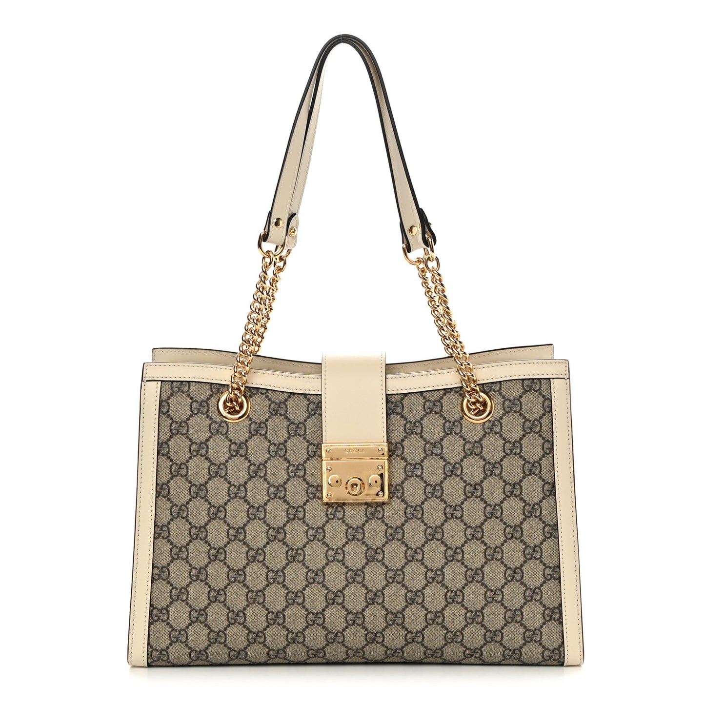 GG Supreme Monogram Medium Padlock Tote White