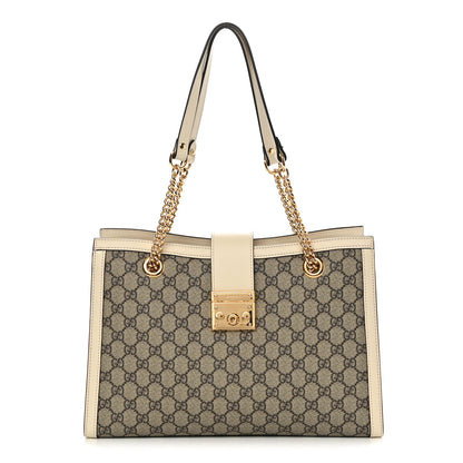 Gucci GG Supreme Monogram Medium Padlock Tote White 1 of 14