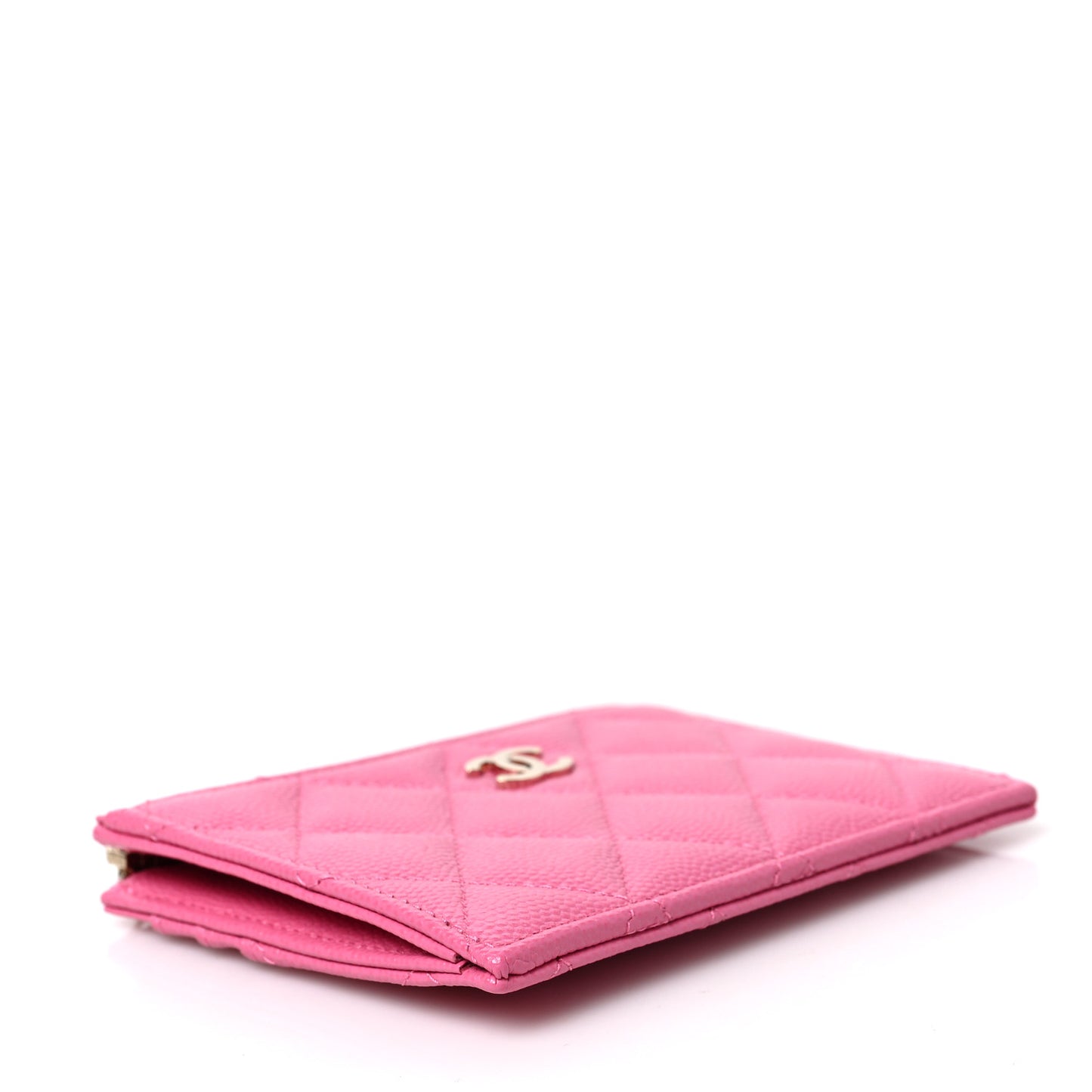 Caviar Quilted CC Zip Card Holder Pink