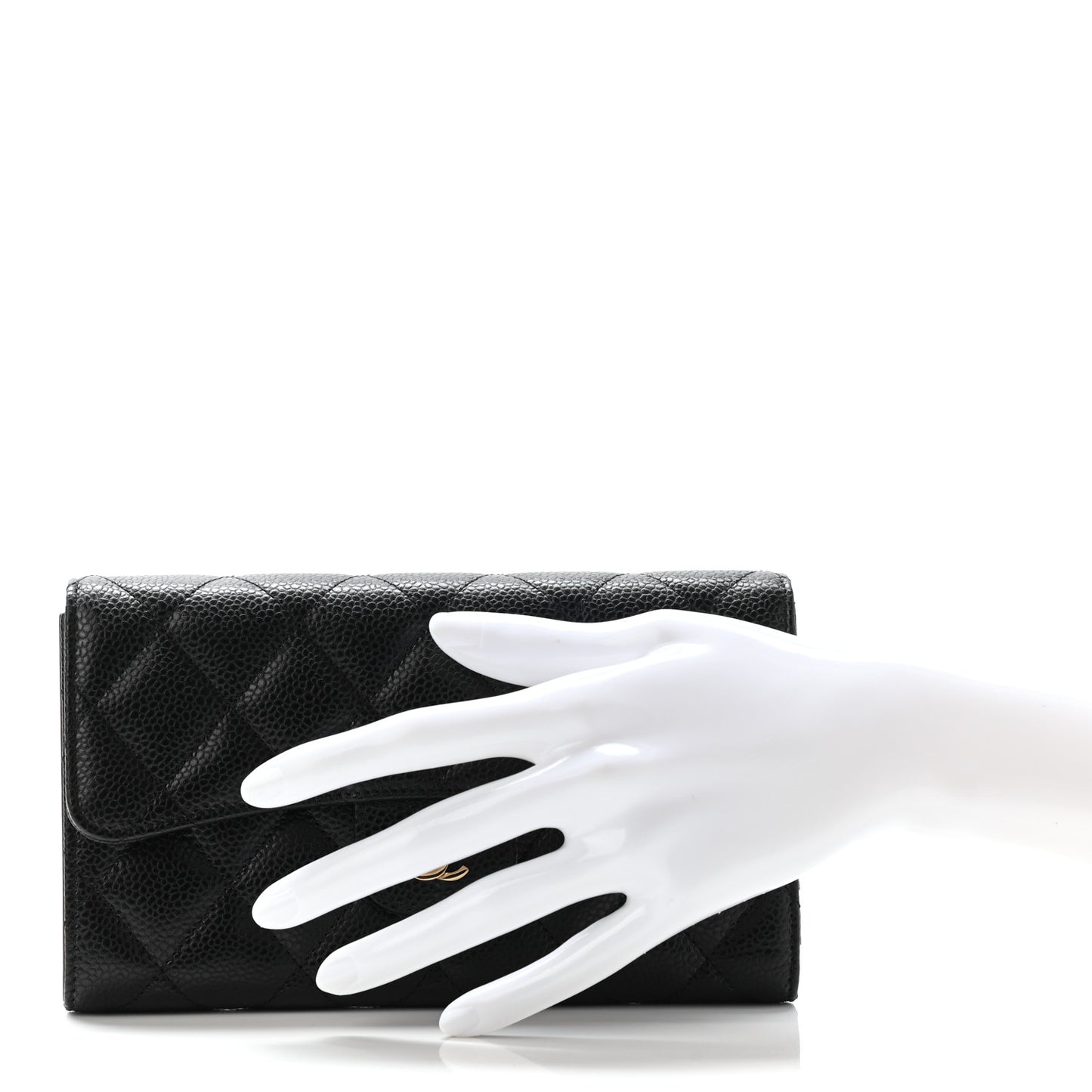 Caviar Quilted Large Flap Wallet Black