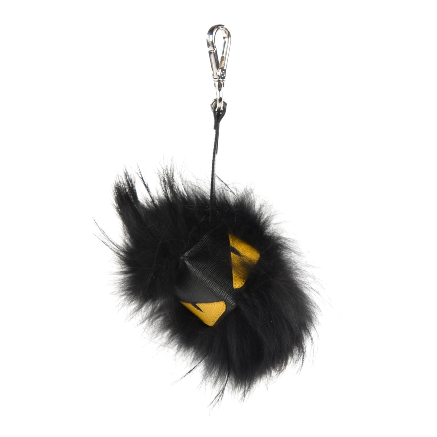 Vitello Elite Fox Fur Fusto Monster Bag Bug Charm Black Yellow