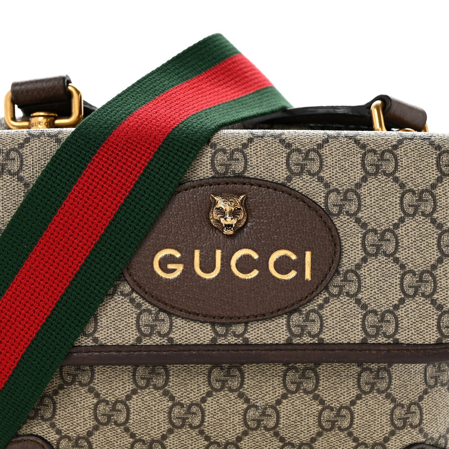Gucci GG Supreme Monogram Web Small Neo Vintage Double Flap Messenger Bag Beige New Acero 8 of 15