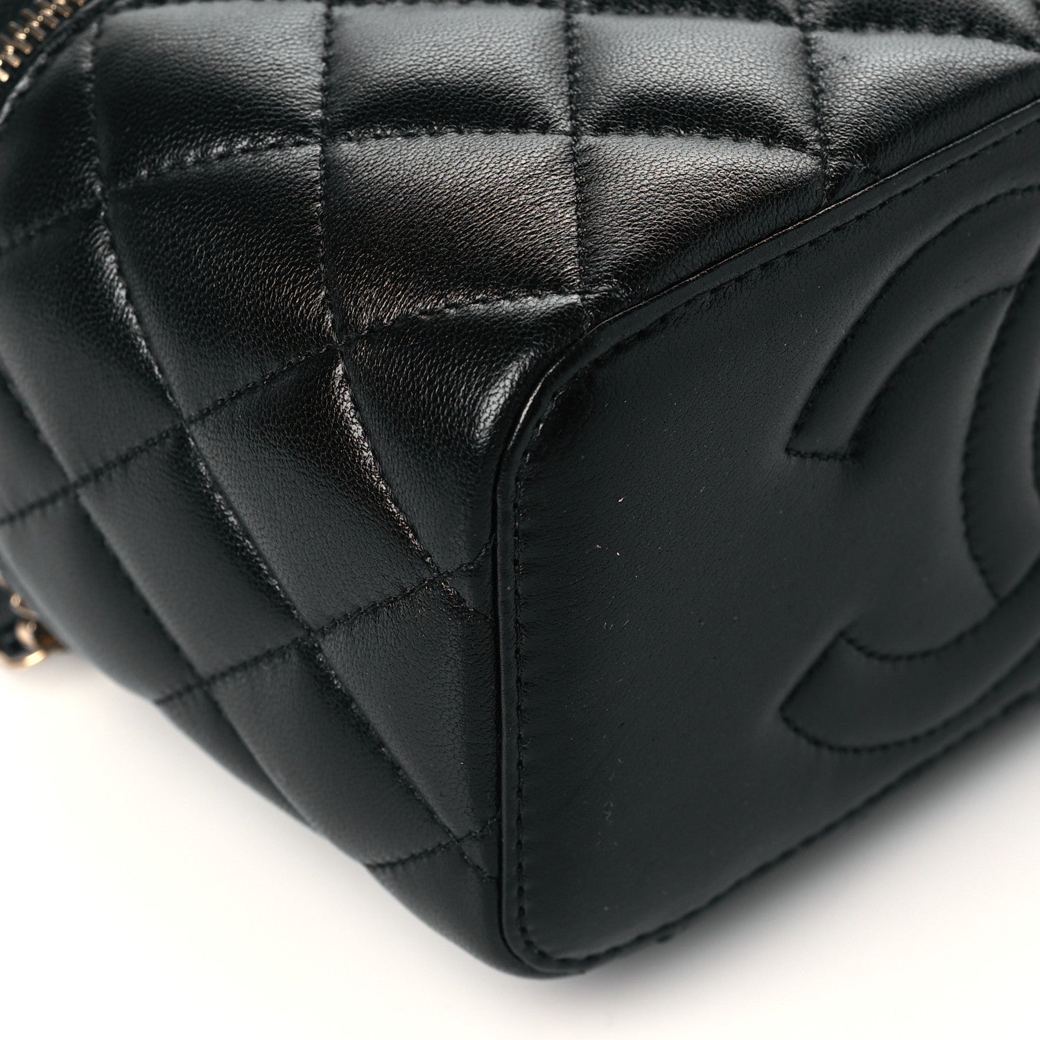 Chanel Lambskin Quilted Small Top Handle Vanity Case With Chain Black 9 of 10