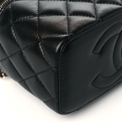 Chanel Lambskin Quilted Small Top Handle Vanity Case With Chain Black 9 of 10