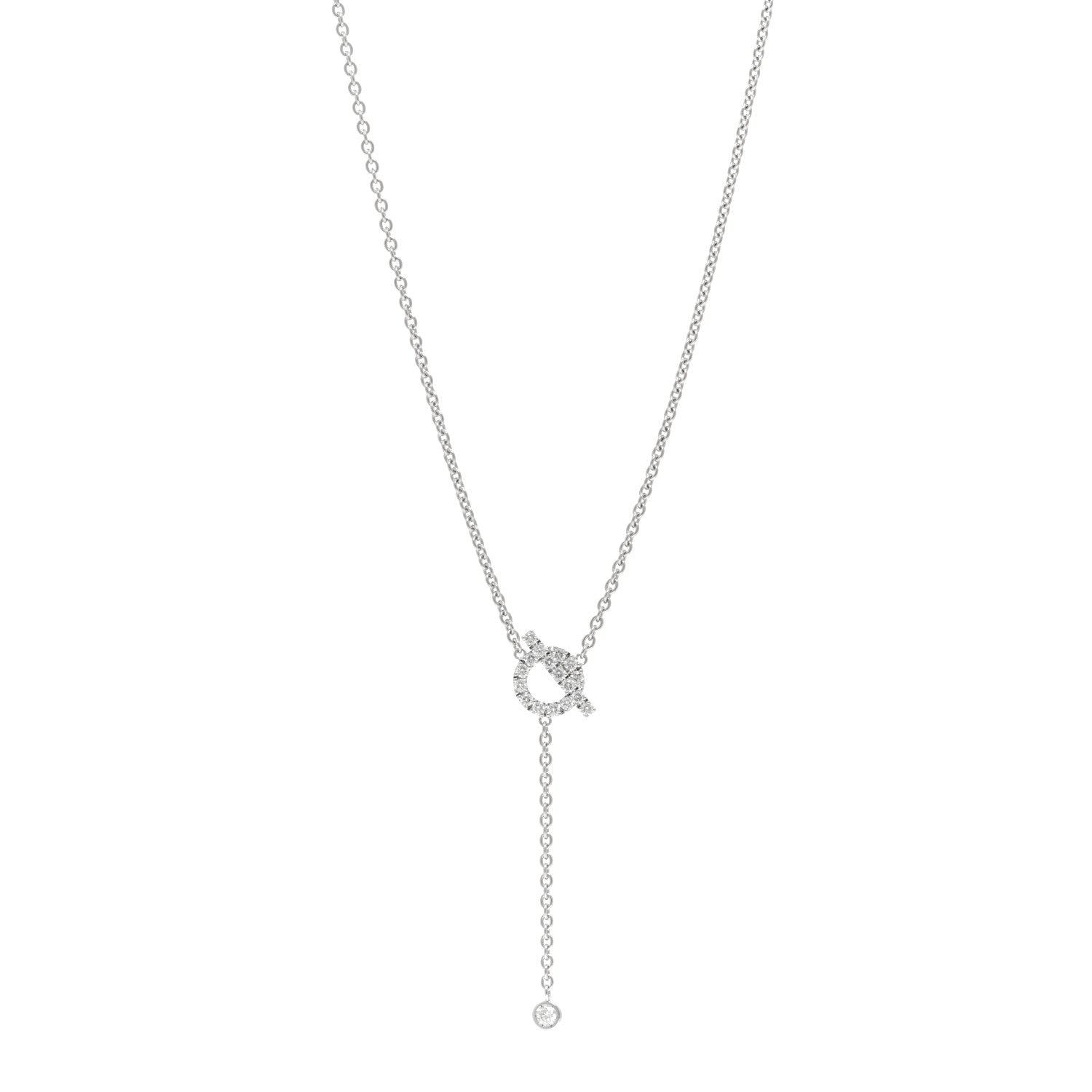 Hermes 18K White Gold Diamond Finesse Lariat Necklace 1 of 5