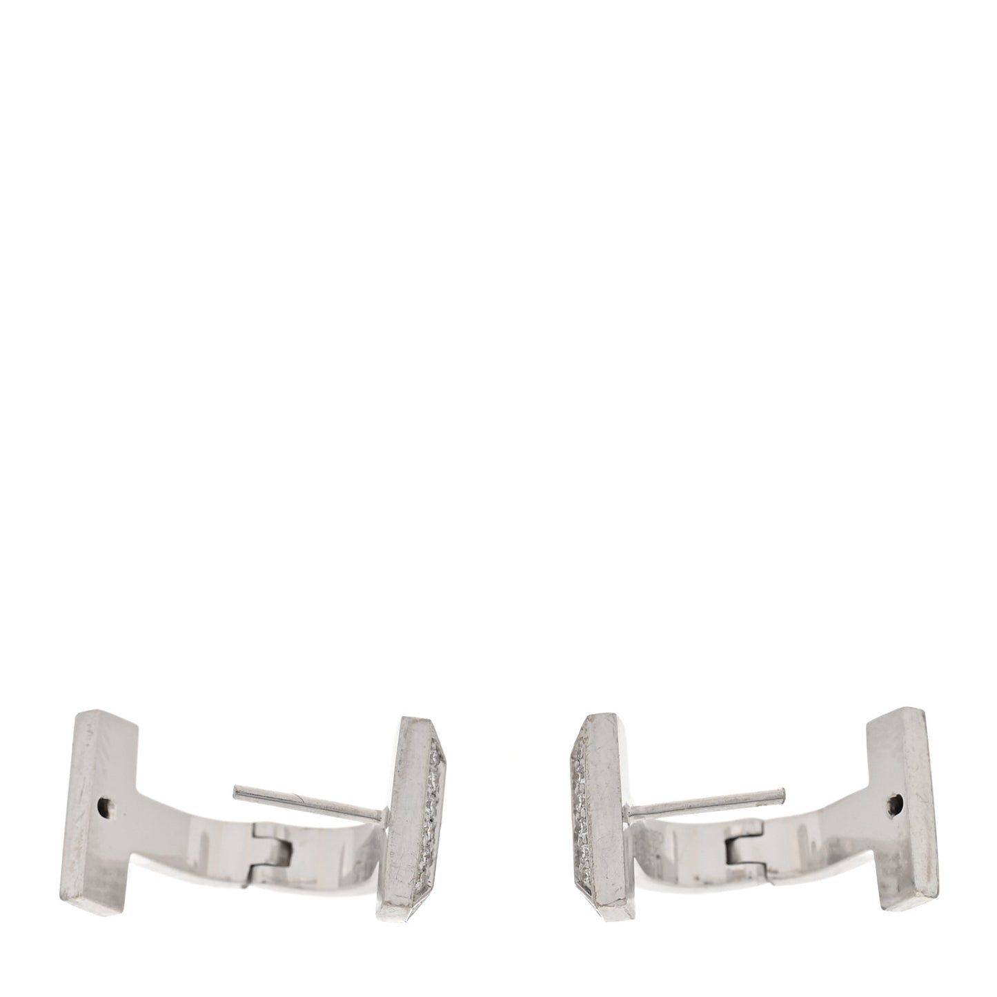 18K White Gold Diamond T1 Half Pave Huggie Earrings
