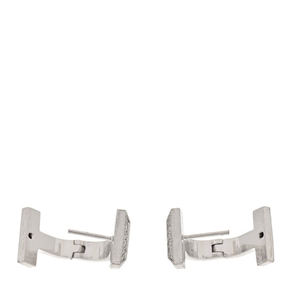 Tiffany 18K White Gold Diamond T1 Half Pave Huggie Earrings 3 of 4