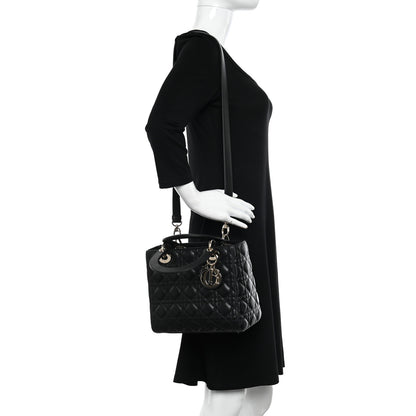 Christian Dior Lambskin Cannage Medium Lady Dior Black 2 of 9