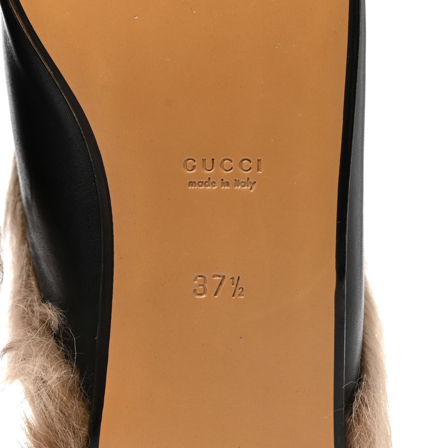 Calfskin Fur Tiger Embroidered Womens Princetown Slippers 37.5 Black