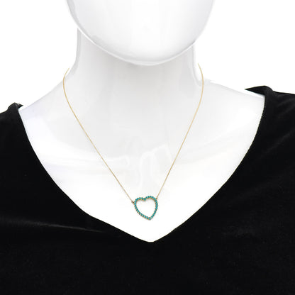 Jennifer Meyer 18K Yellow Gold Turquoise Open Heart Pendant Necklace 2 of 4