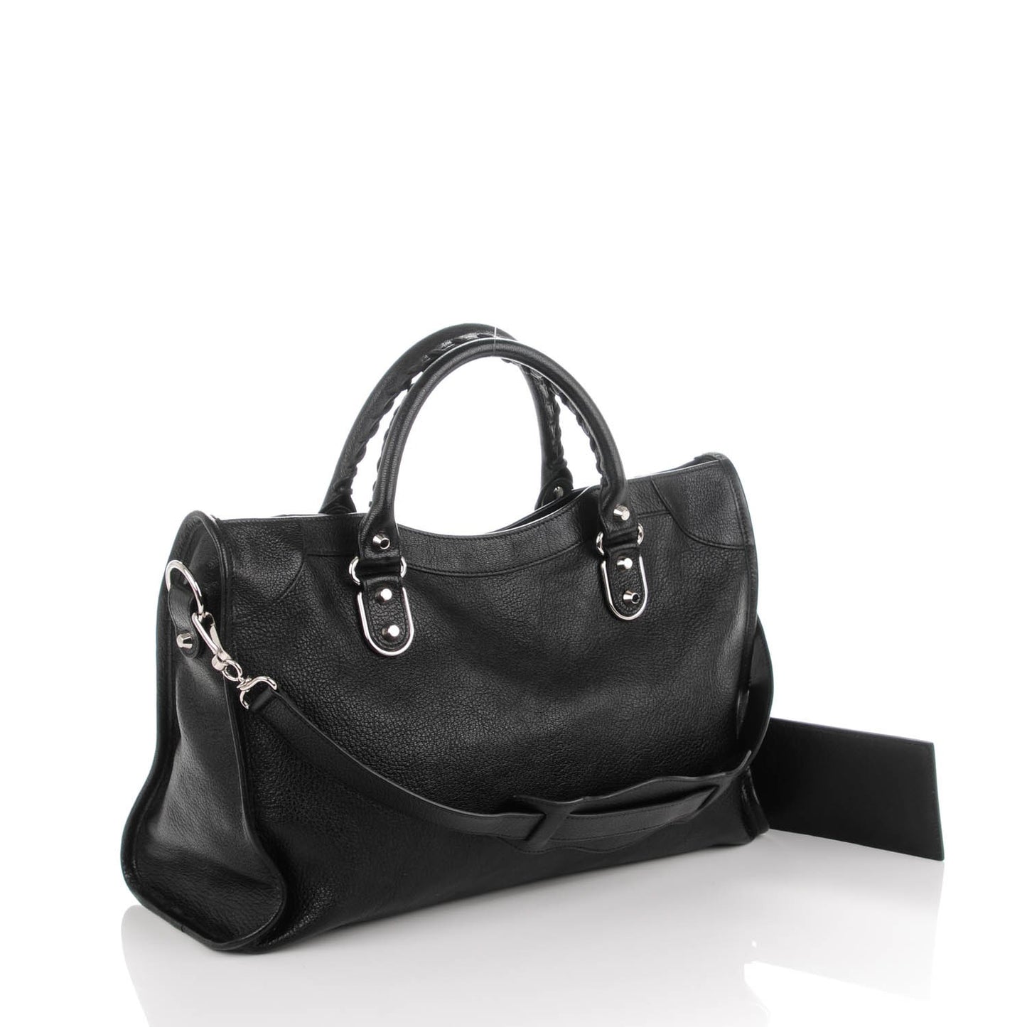 Chevre Silver Metallic Edge Hardware City Black