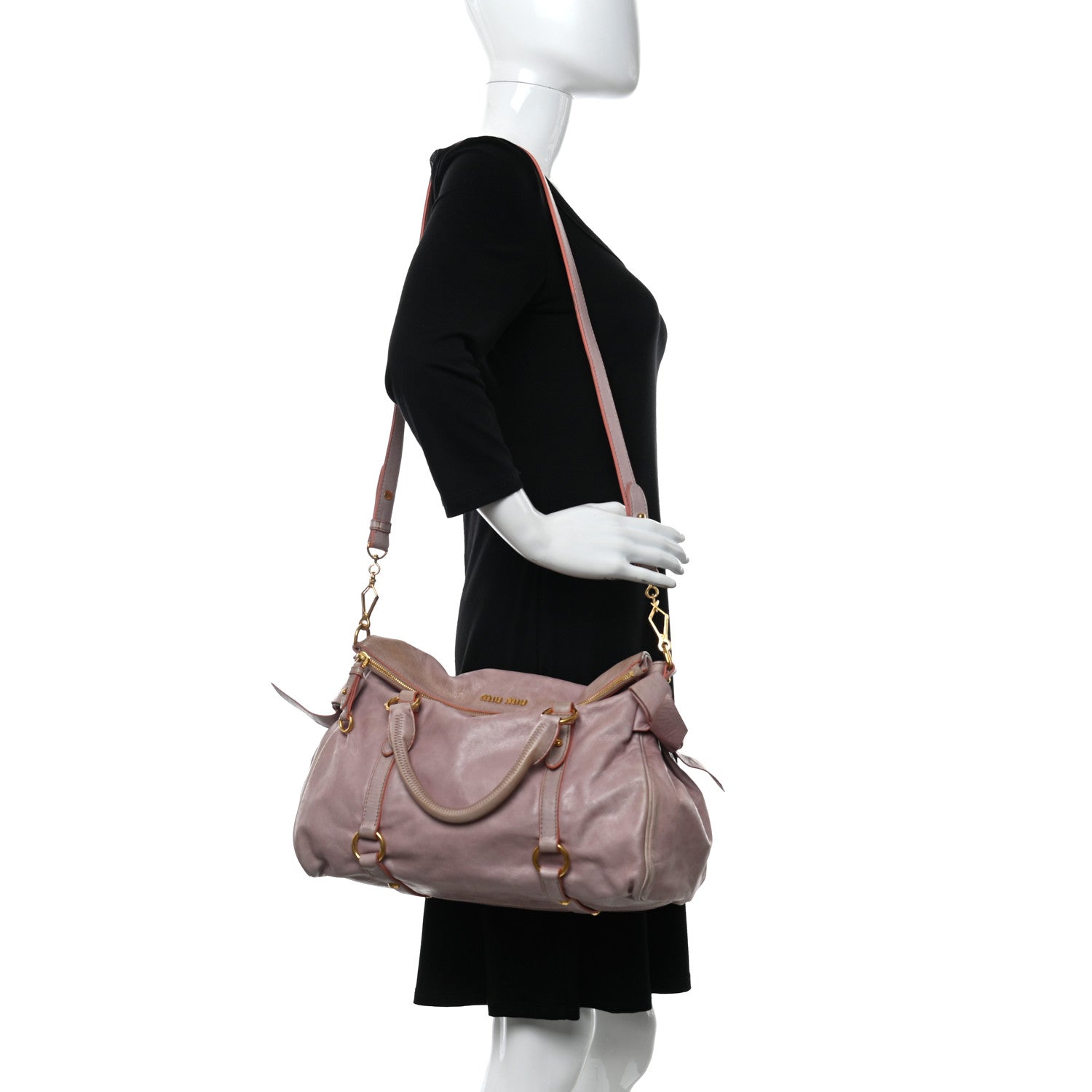 Miu Miu Vitello Lux Large Bow Bag Mughetto 2 of 14