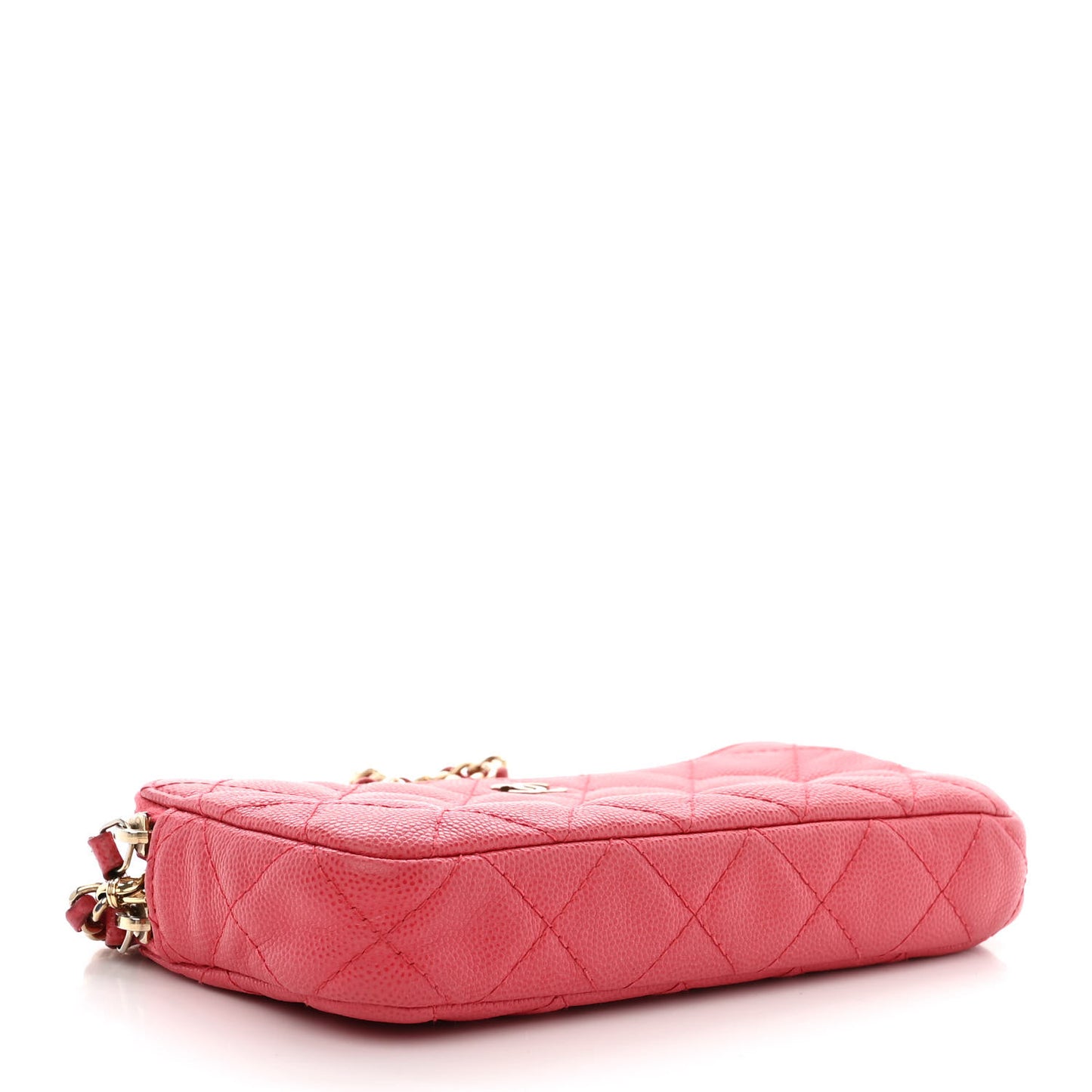 Caviar Quilted Small Clutch With Chain Pink
