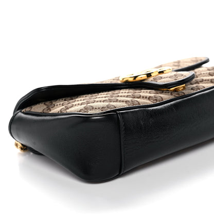 Gucci Monogram Matelasse Diagonal Small GG Marmont Shoulder Bag Beige Black 10 of 14