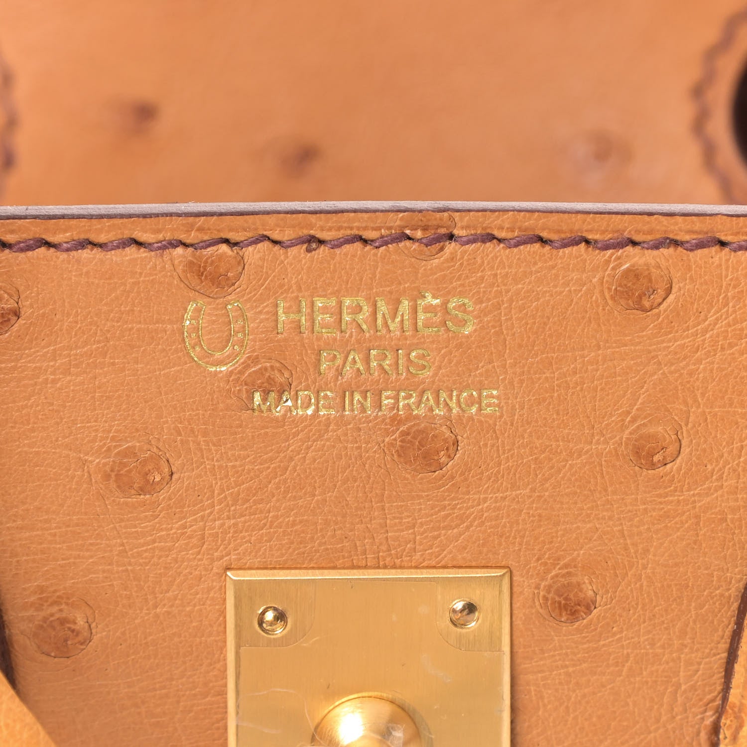 Hermes Ostrich Horseshoe Birkin 25 Saffron 7 of 10