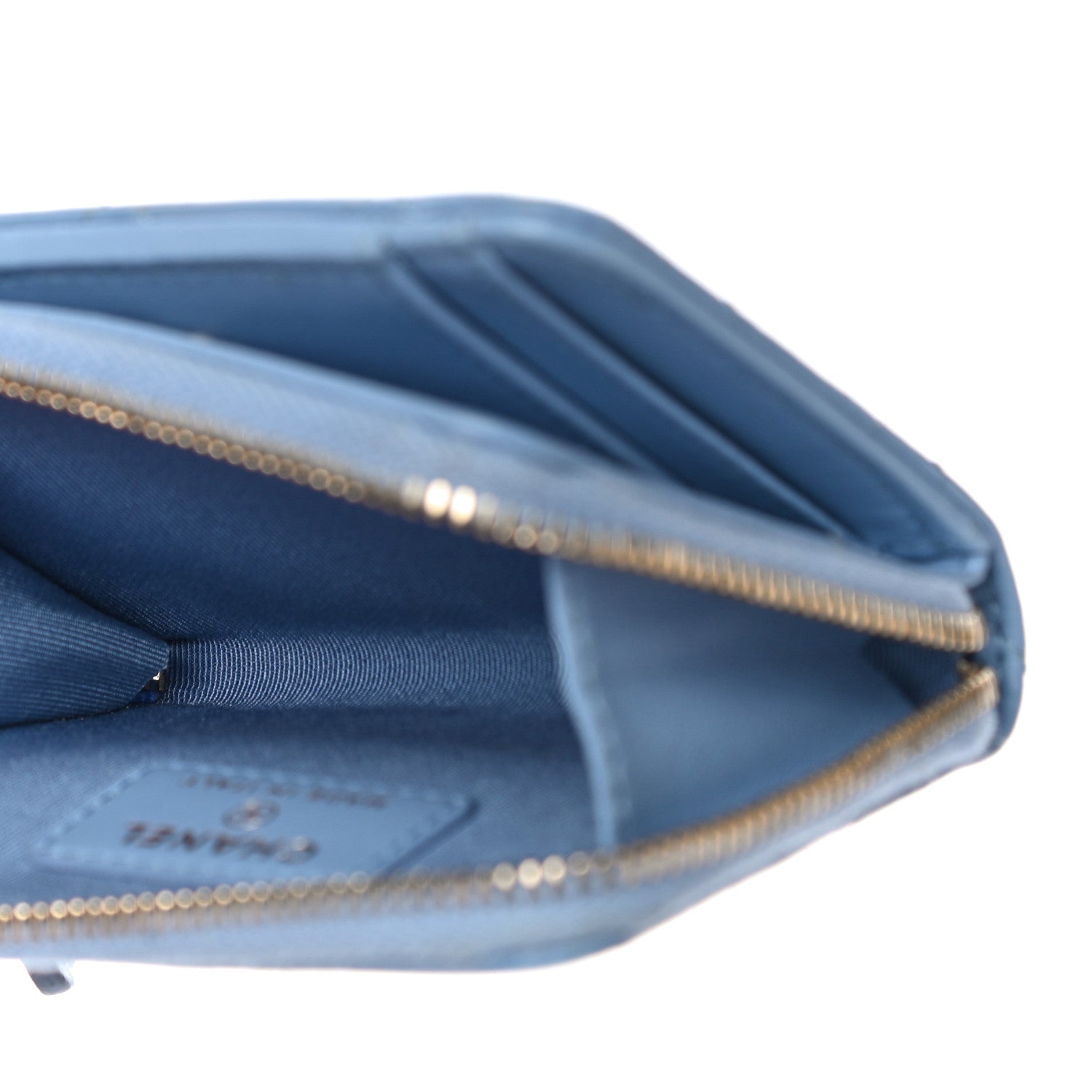 Chanel Lambskin Quilted Compact Zipped Wallet Light Blue 6 of 12