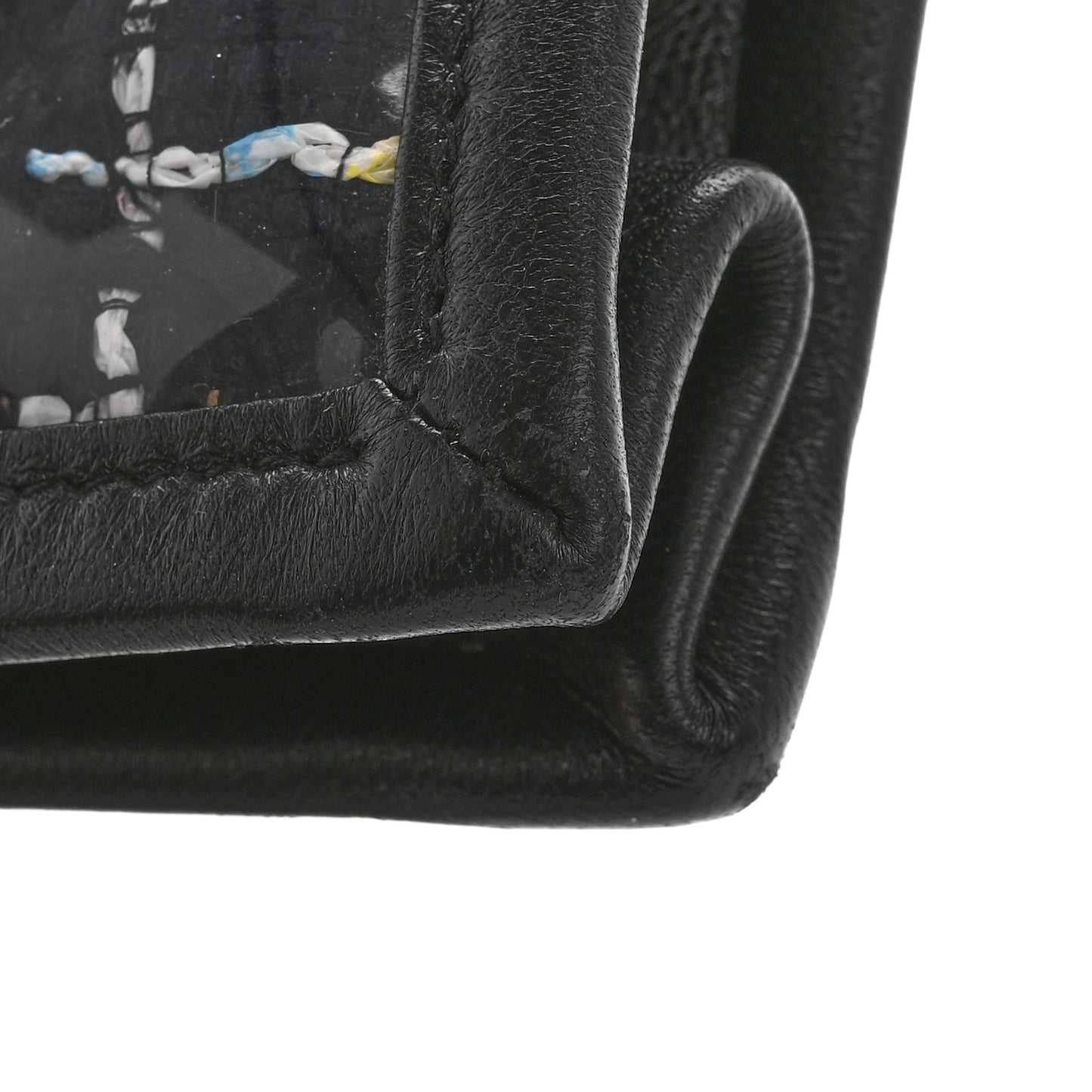 Tweed PVC Lambskin Wristlet Pouch Black