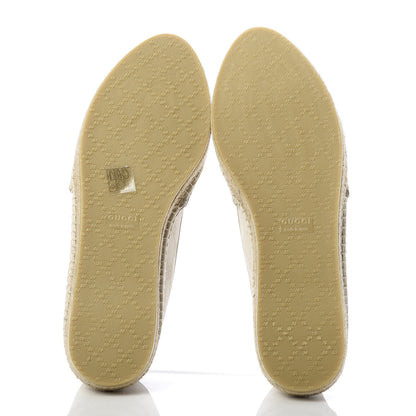 Gucci Washed Cotton Miro Soft Calfskin GG Monogram Espadrilles 38.5 White Mystic White 5 of 10