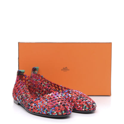 Hermes Printed Silk Braided Minorque Ballerina Flats 39.5 Multicolor 8 of 8