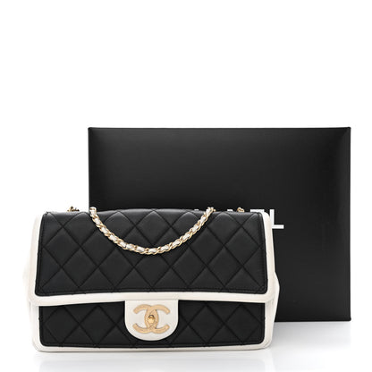 Chanel Calfskin Quilted Medium Graphic Flap Black White 13 of 13
