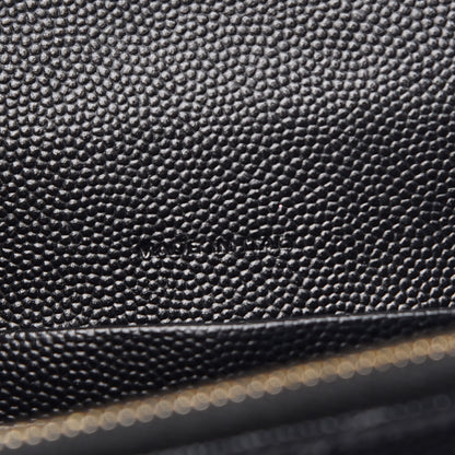 Saint Laurent Grain De Poudre Matelasse Chevron Monogram Envelope Chain Wallet Black 9 of 17