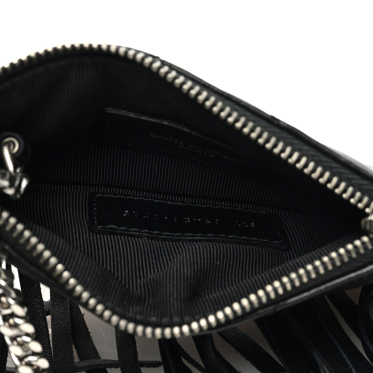 Calfskin Monogram Small Fringe Key Pouch Black