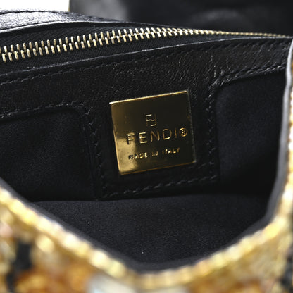 Fendi Sequin Beaded Baguette Gold Brown 6 of 10