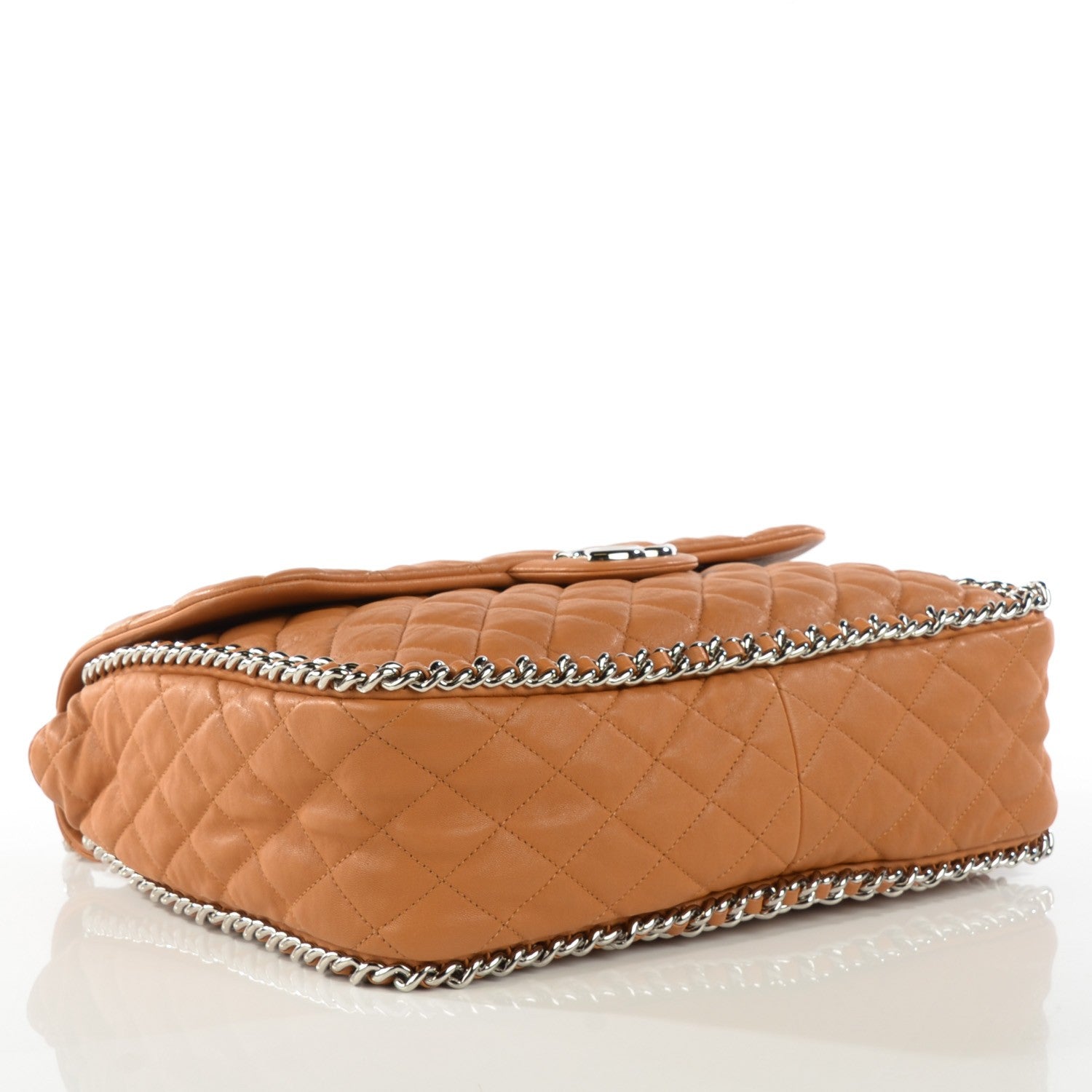 Chanel Washed Lambskin Quilted Maxi Chain Around Flap Dark Beige 4 of 8