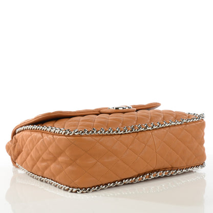 Chanel Washed Lambskin Quilted Maxi Chain Around Flap Dark Beige 4 of 8