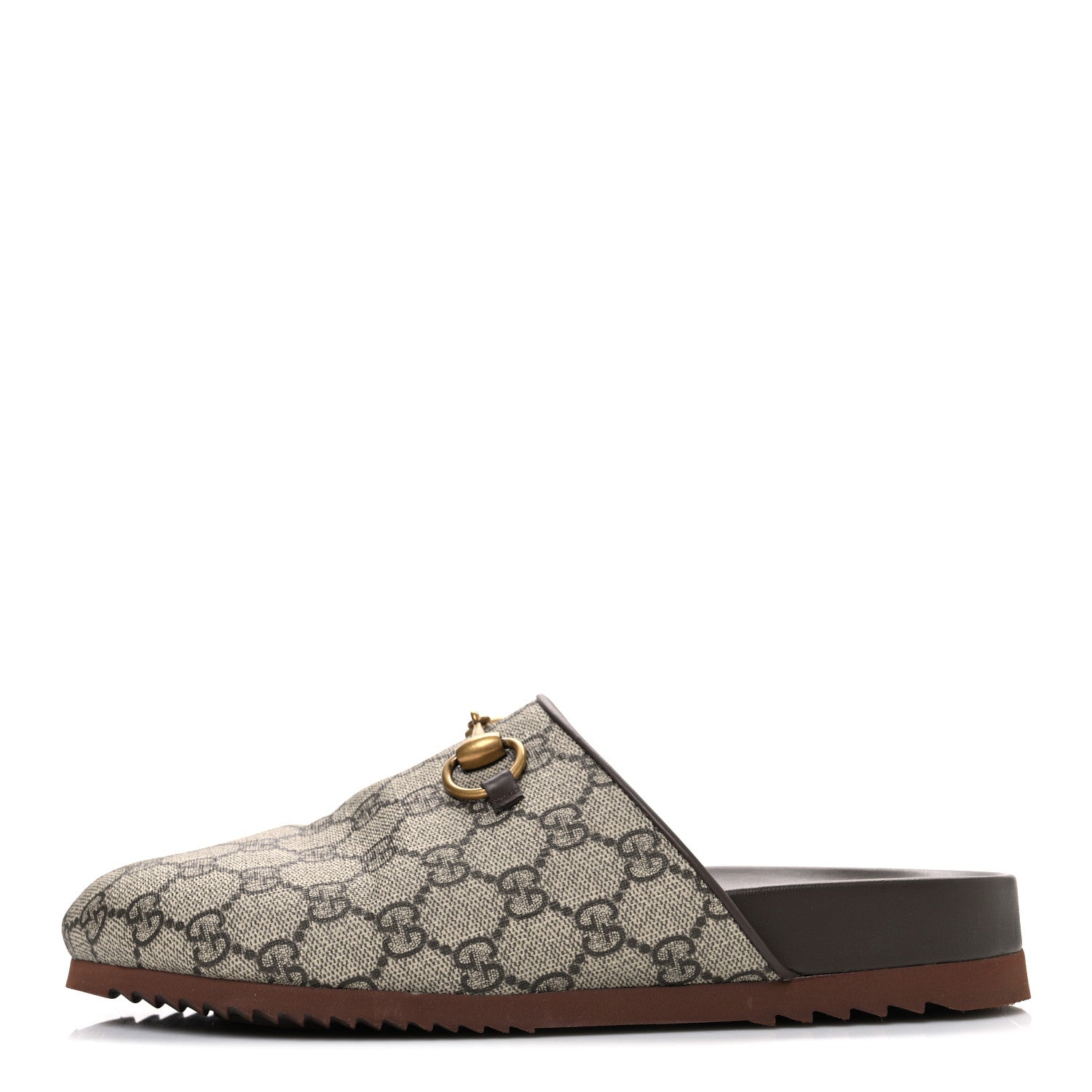 Gucci GG Supreme Monogram Miro Soft Calfskin Womens Horsebit Slippers 38.5 Beige Ebony New Acero 1 of 10