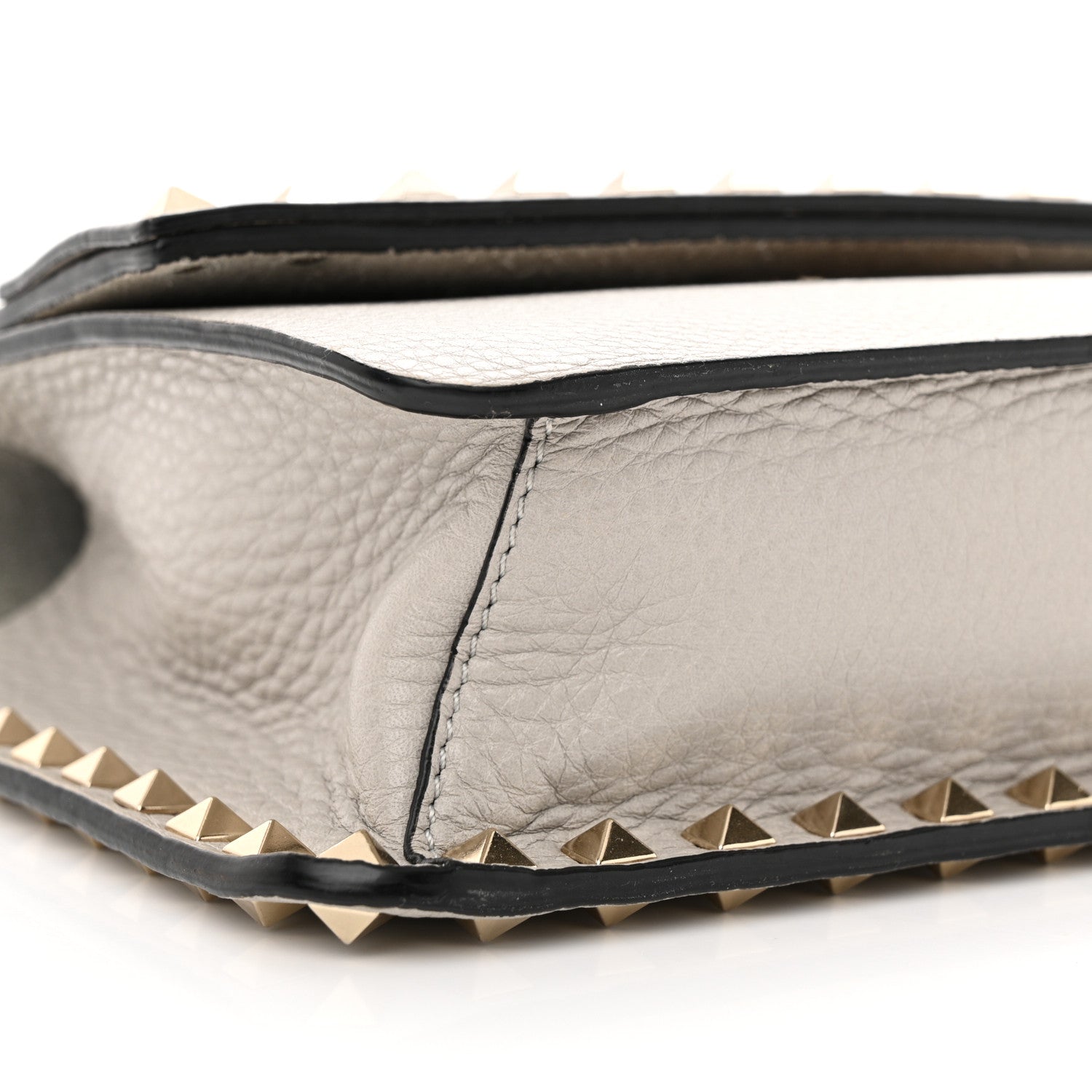 Valentino Garavani Pebbled Calfskin Rockstud Side Slip Crossbody Pastel Grey 7 of 12