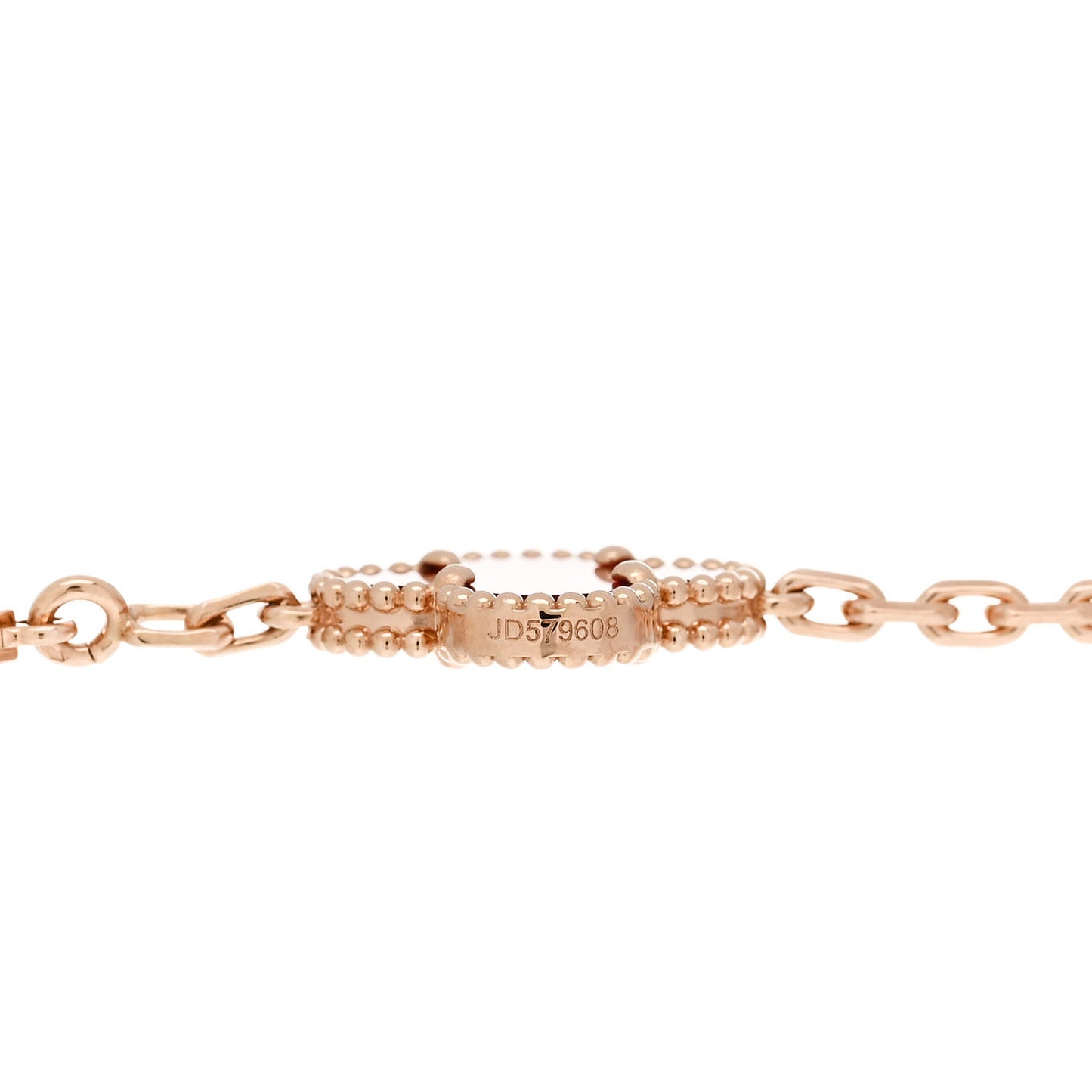 18K Rose Gold Carnelian 5 Motifs Guilloche Vintage Alhambra Bracelet