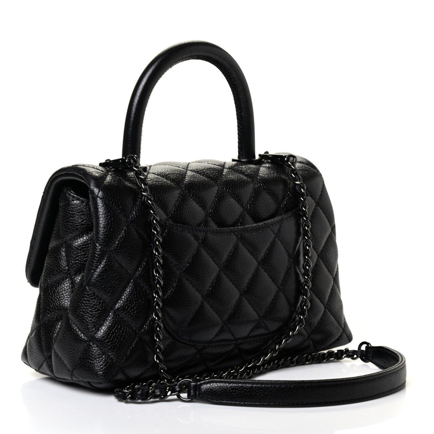 Caviar Quilted Mini Coco Handle Flap So Black