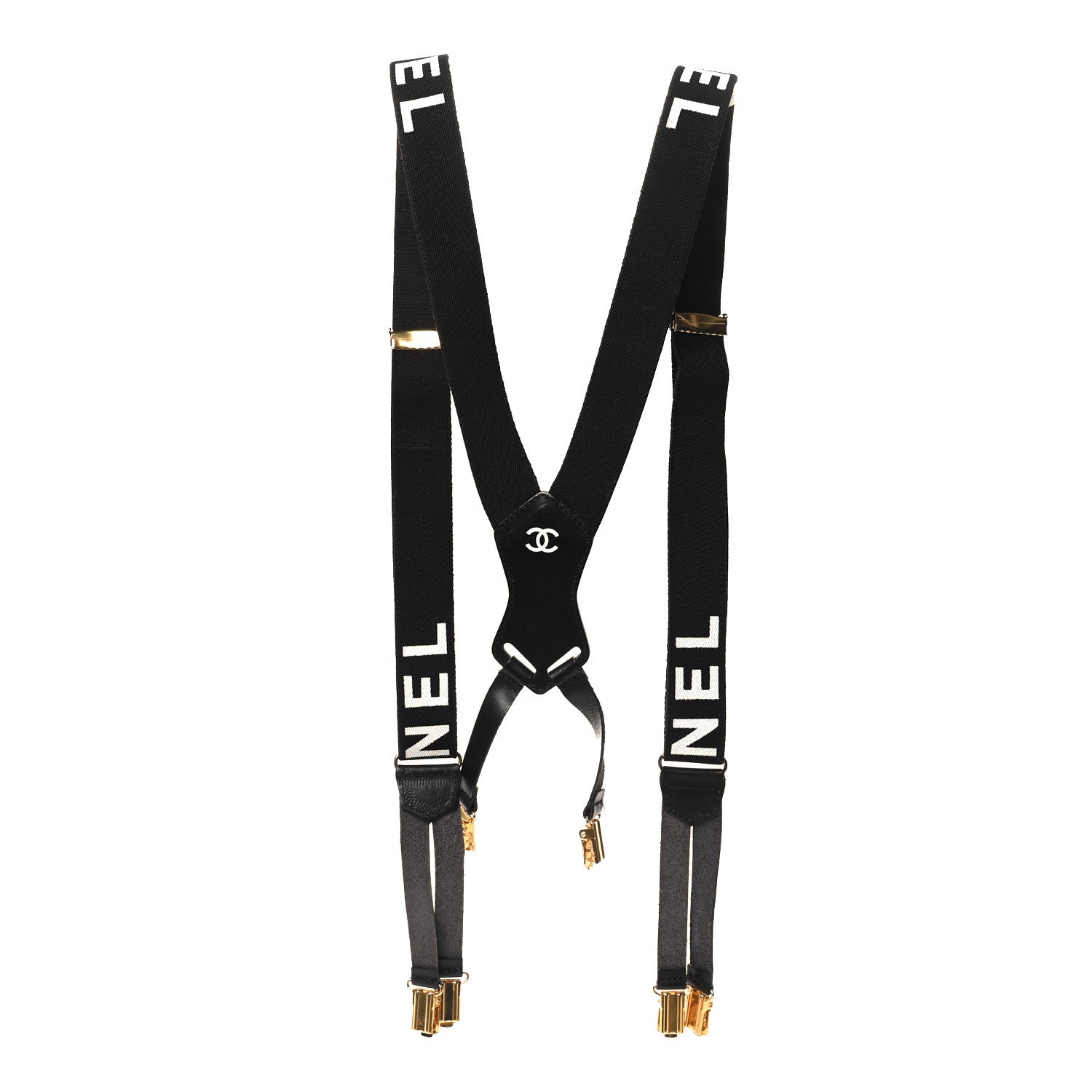 Chanel Logo Suspenders Black White 2 of 4