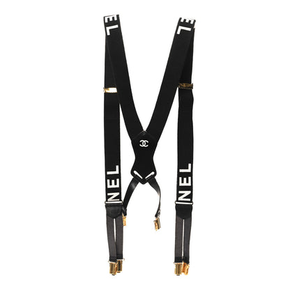 Chanel Logo Suspenders Black White 2 of 4