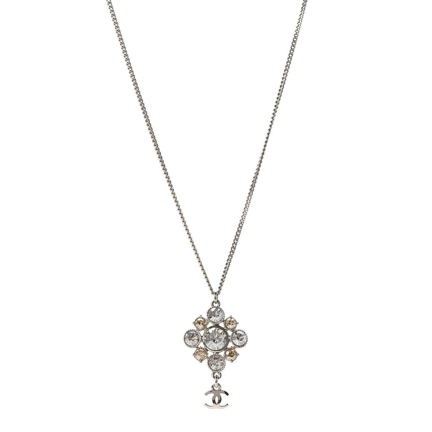 Crystal CC Pendant Necklace Silver