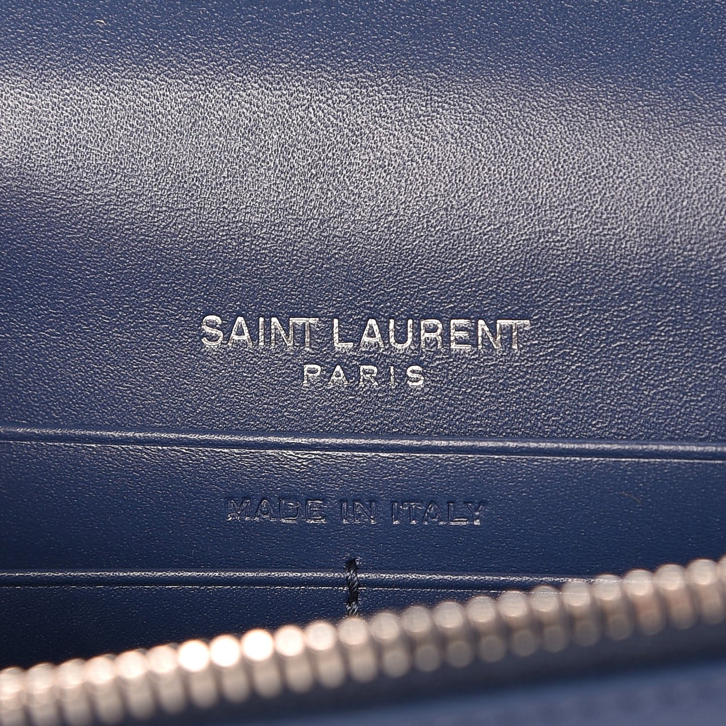 Smooth Calfskin Classic Monogram Kate Tassel Chain Wallet Denim
