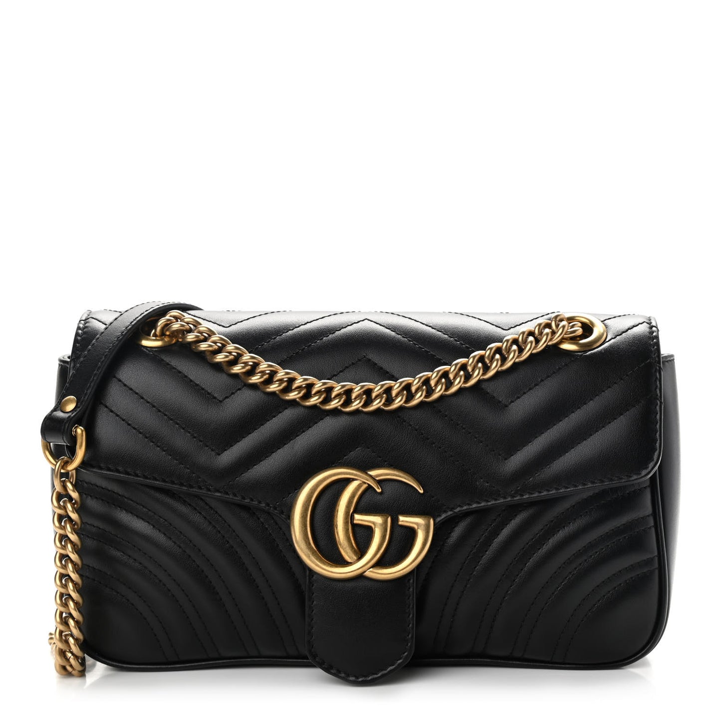Calfskin Matelasse Small GG Marmont Shoulder Bag Black