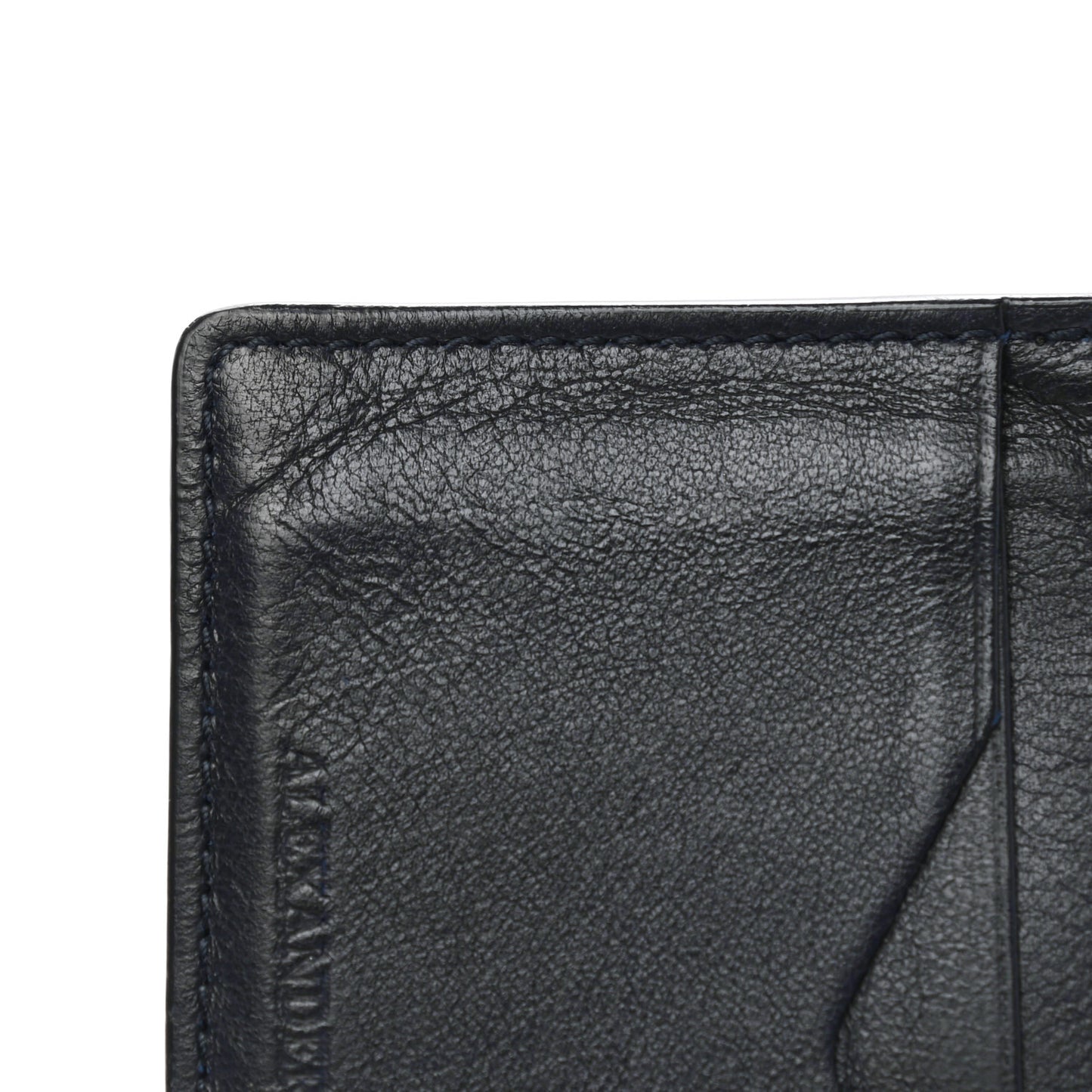 Calfskin Embossed Card Holder Navy