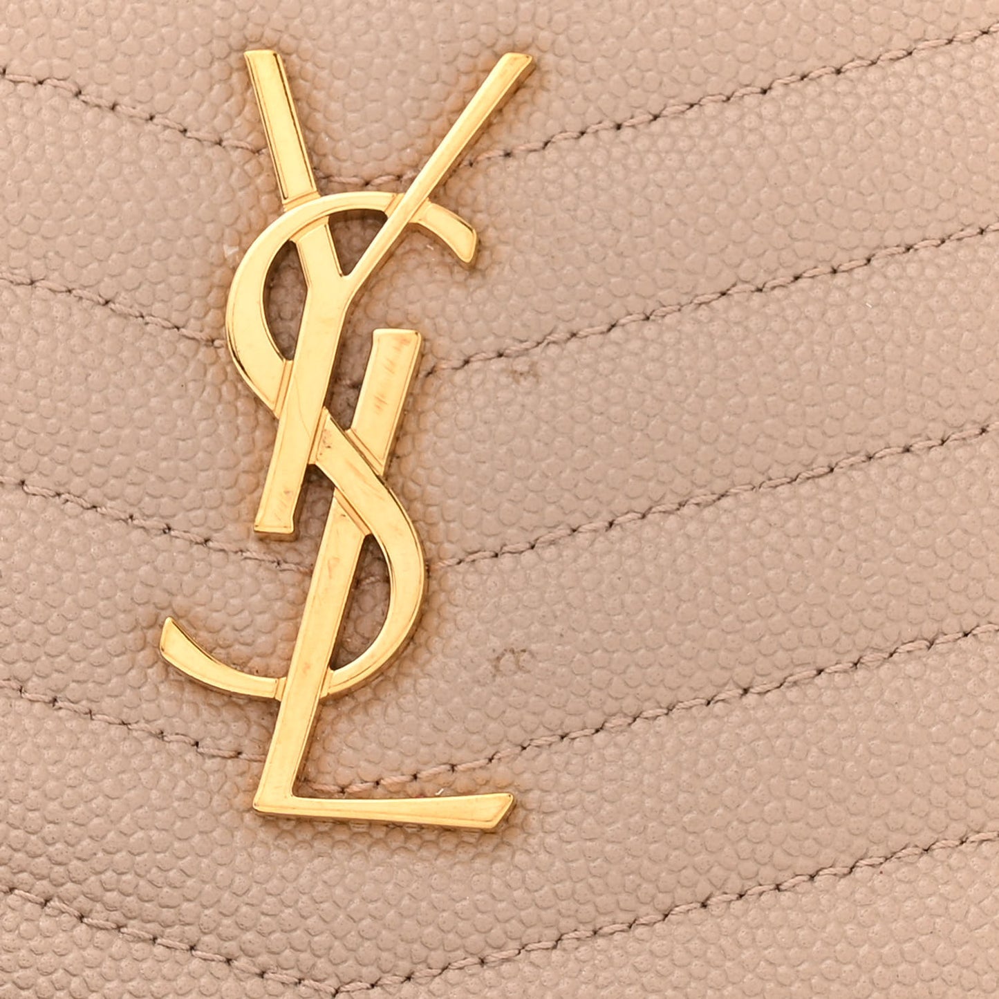 SAINT LAURENT Grain De Poudre Matelasse Monogram Mini Lou Camera Bag Dark Beige